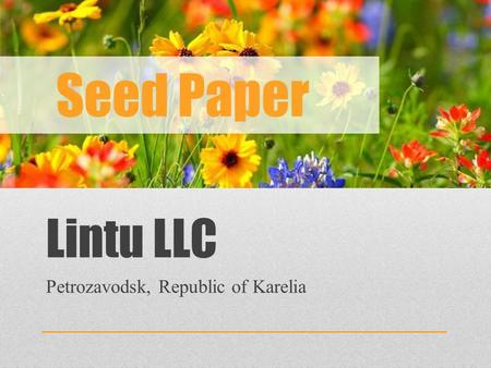 Lintu LLC Petrozavodsk, Republic of Karelia Seed Paper.