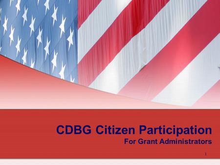 1 CDBG Citizen Participation For Grant Administrators.