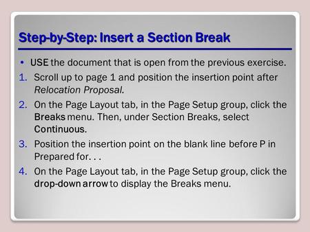 Step-by-Step: Insert a Section Break