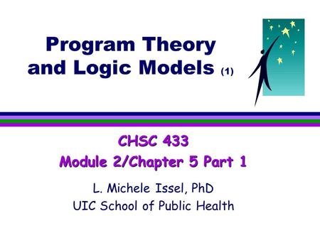 Program Theory and Logic Models (1) CHSC 433 Module 2/Chapter 5 Part 1 L. Michele Issel, PhD UIC School of Public Health.