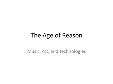 Music, Art, and Technologies
