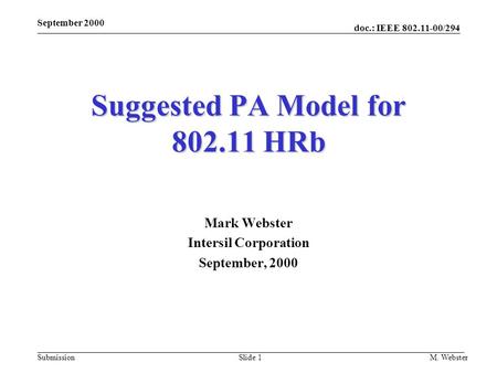 Suggested PA Model for HRb