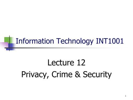 Information Technology INT1001