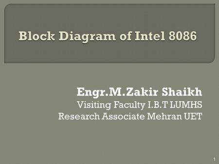 Block Diagram of Intel 8086 Engr.M.Zakir Shaikh