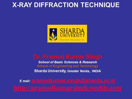 X-RAY DIFFRACTION TECHNIQUE