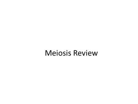 Meiosis Review.