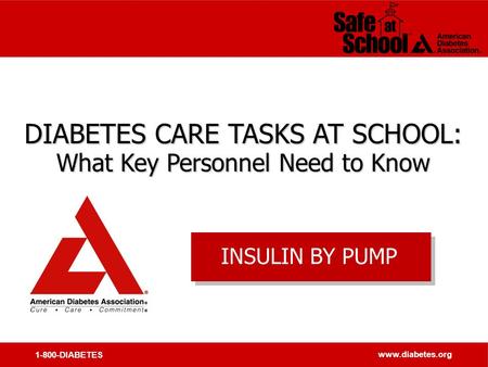 1-800-DIABETES www.diabetes.org DIABETES CARE TASKS AT SCHOOL: What Key Personnel Need to Know DIABETES CARE TASKS AT SCHOOL: What Key Personnel Need to.