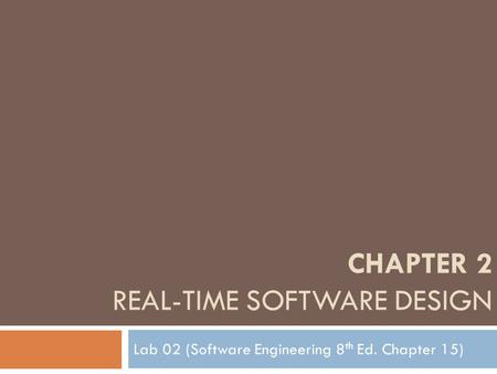 Chapter 2 Real-time software design
