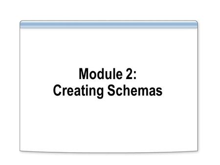 Module 2: Creating Schemas. Overview Lesson 1: Introduction to BizTalk Schemas Lesson 2: Creating XML and Flat File Schemas.