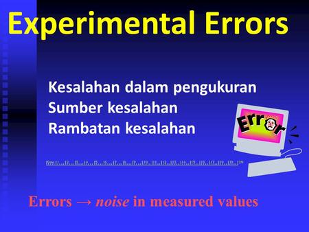 Experimental Errors Kesalahan dalam pengukuran Sumber kesalahan