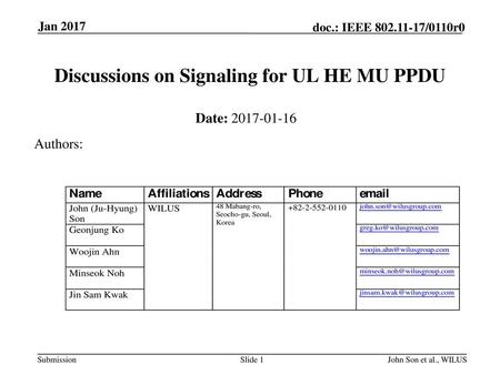 Discussions on Signaling for UL HE MU PPDU