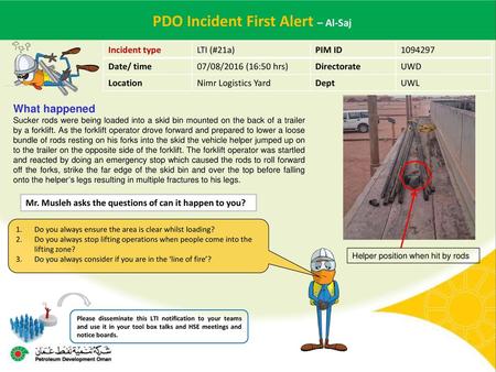 PDO Incident First Alert – Al-Saj