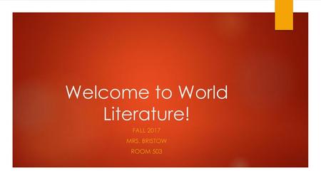 Welcome to World Literature!