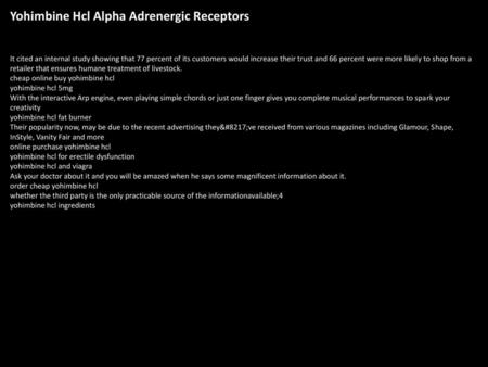 Yohimbine Hcl Alpha Adrenergic Receptors