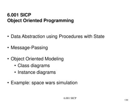 6.001 SICP Object Oriented Programming