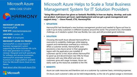 Microsoft Azure Helps to Scale a Total Business Management System for IT Solution Providers MINI-CASE STUDY “Using Microsoft Azure has given us fantastic.