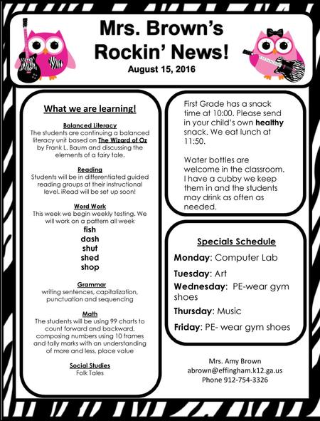 Mrs. Brown’s Rockin’ News!