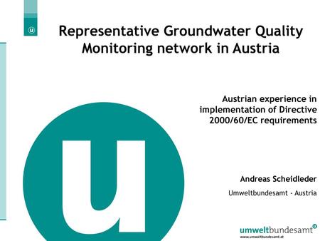 Representative Groundwater Quality Monitoring network in Austria