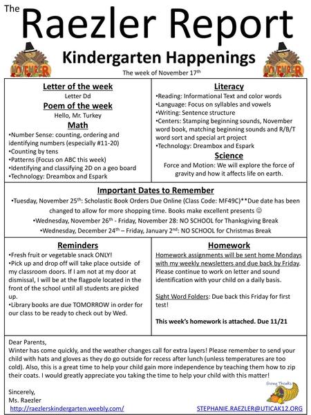 Kindergarten Happenings