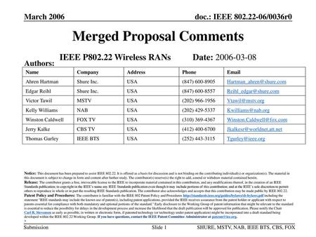 Merged Proposal Comments