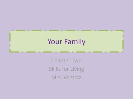 Chapter Two Skills for Living Mrs. Ventrca
