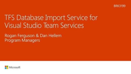 TFS Database Import Service for Visual Studio Team Services