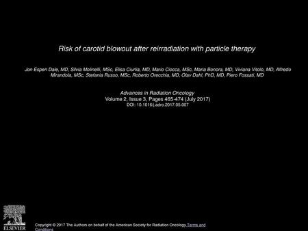 Risk of carotid blowout after reirradiation with particle therapy