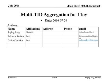 Multi-TID Aggregation for 11ay