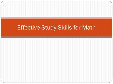 Effective Study Skills for Math