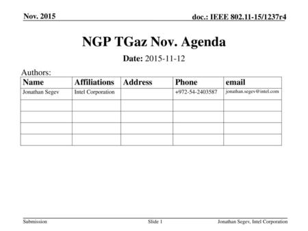 NGP TGaz Nov. Agenda Date: Authors: Nov. 2015