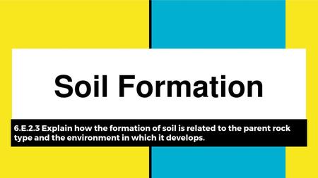 Soil Formation 6.E.2.3 Explain how the formation of soil is related to the parent rock type and the environment in which it develops.