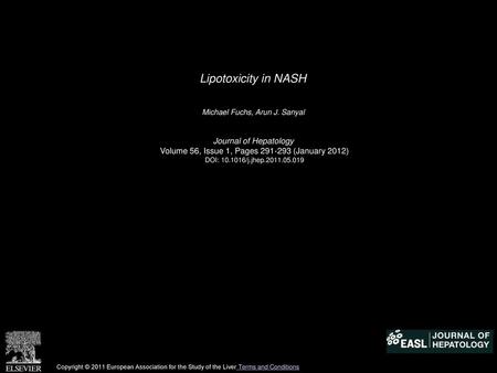 Lipotoxicity in NASH Journal of Hepatology