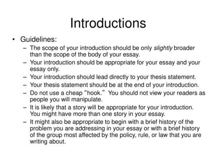 Introductions Guidelines: