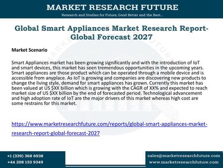 Global Smart Appliances Market Research Report- Global Forecast 2027