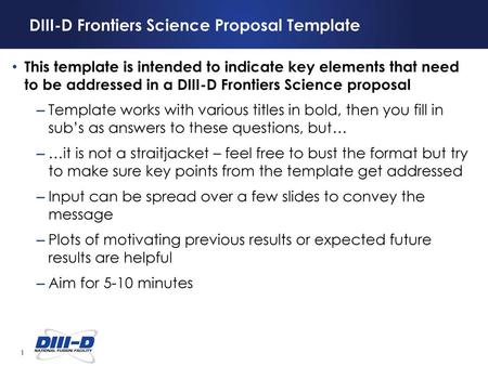 DIII-D Frontiers Science Proposal Template