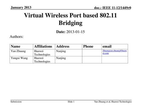 Virtual Wireless Port based Bridging