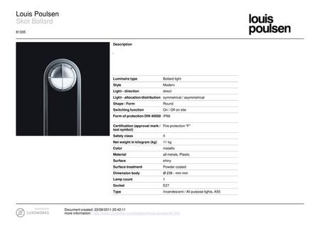 Louis Poulsen Skot Bollard Description - Luminaire type