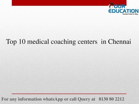 Top 10 medical coaching centers in Chennai