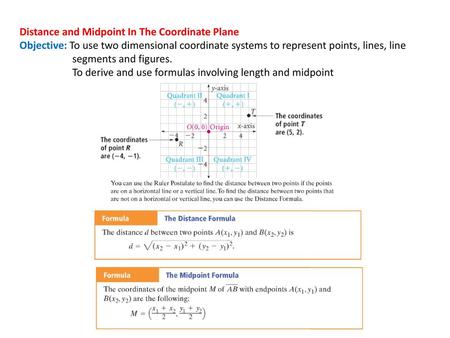 Distance and Midpoint In The Coordinate Plane