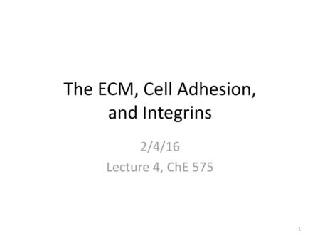 The ECM, Cell Adhesion, and Integrins