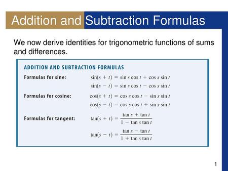 Addition and Subtraction Formulas