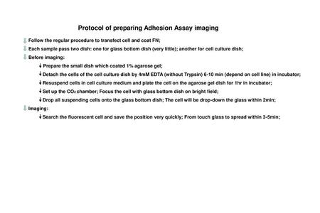 Protocol of preparing Adhesion Assay imaging