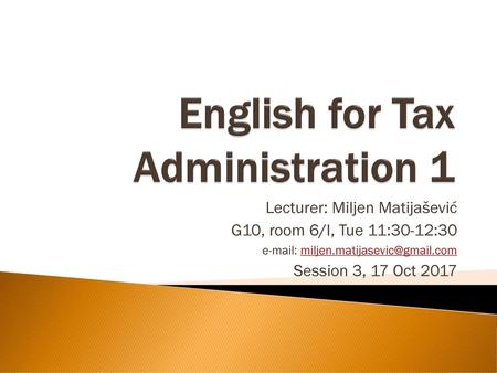 English for Tax Administration 1