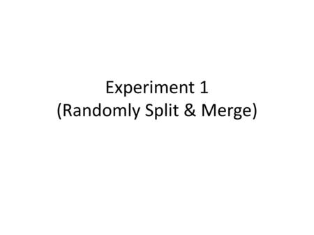 Experiment 1 (Randomly Split & Merge)