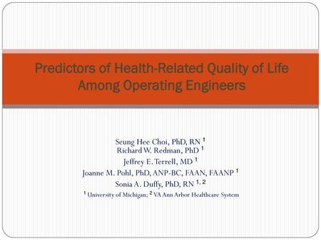 Predictors of Health-Related Quality of Life Among Operating Engineers