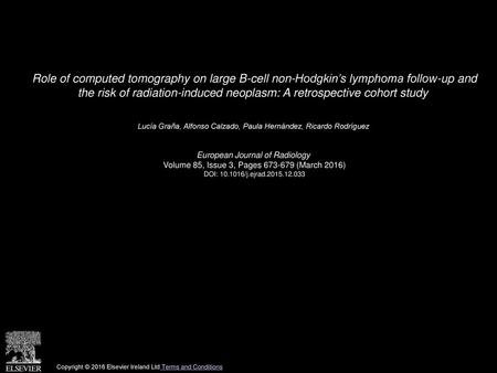 Role of computed tomography on large B-cell non-Hodgkin’s lymphoma follow-up and the risk of radiation-induced neoplasm: A retrospective cohort study 