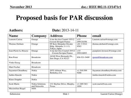Proposed basis for PAR discussion