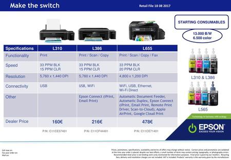 Make the switch 160€ 216€ 478€ Specifications L310 L386 L655