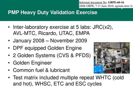 PMP Heavy Duty Validation Exercise