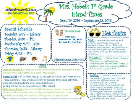 Mrs. Hebel’s 1st Grade Island Times